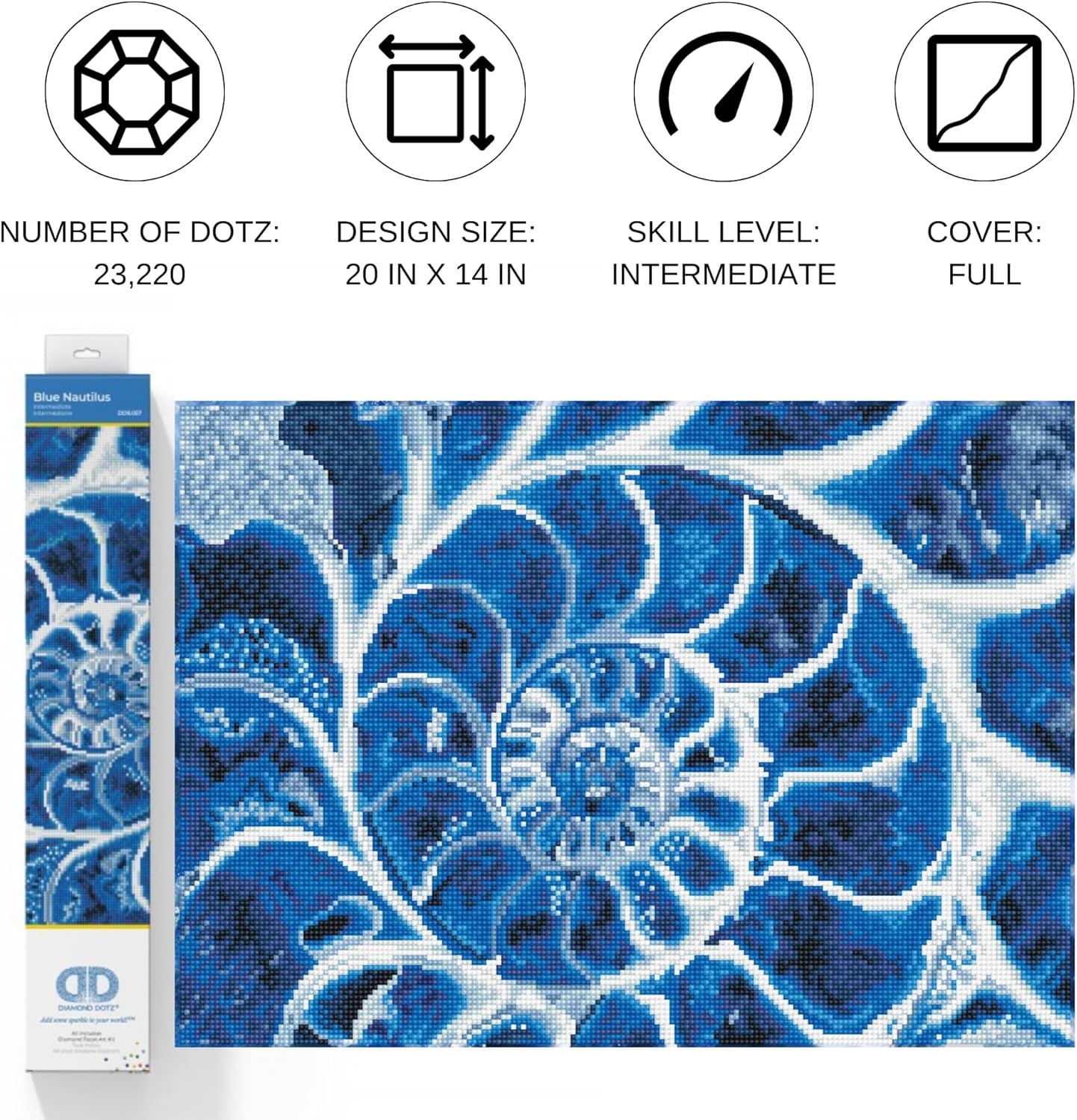 Diamond Painting - Blue Nautilus, 51 x 37cm Blaue Nautilus