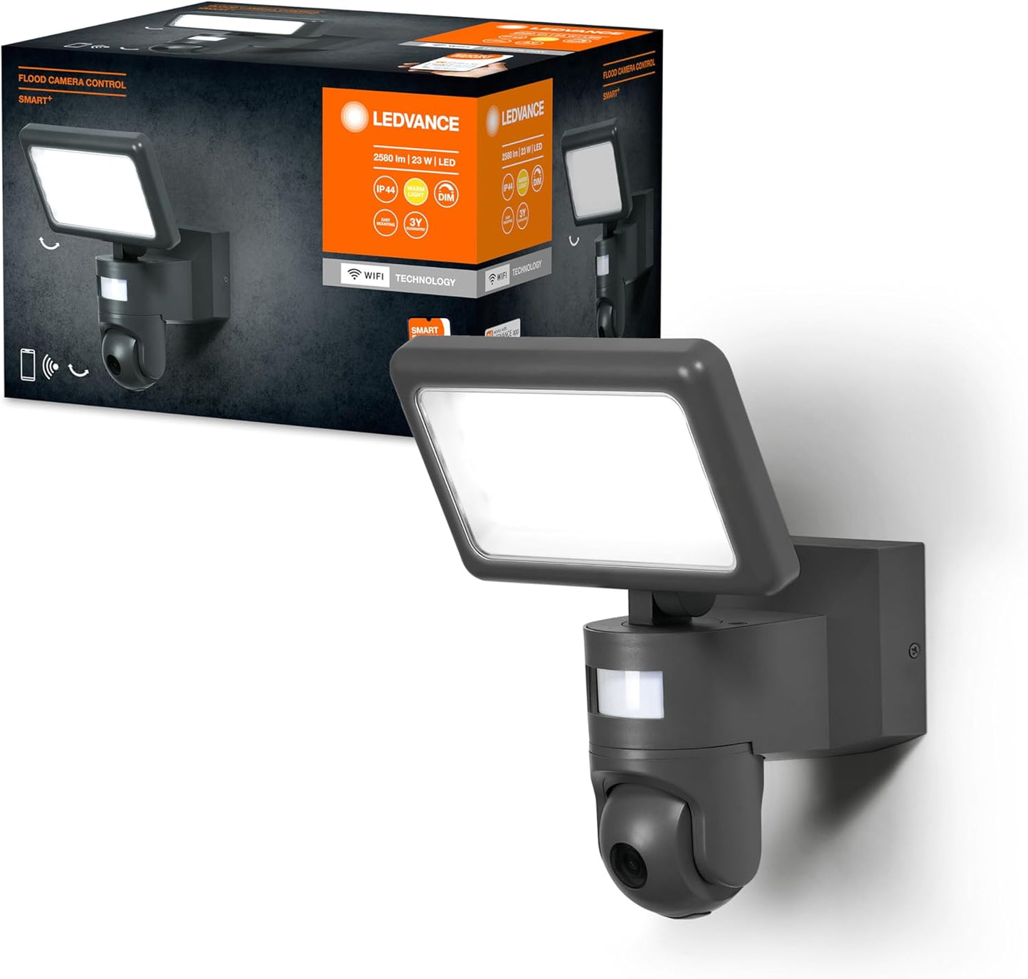 LED-Flutstrahler mit Kamera & Sensoren, Flutstrahler / Kamera per App steuerbar