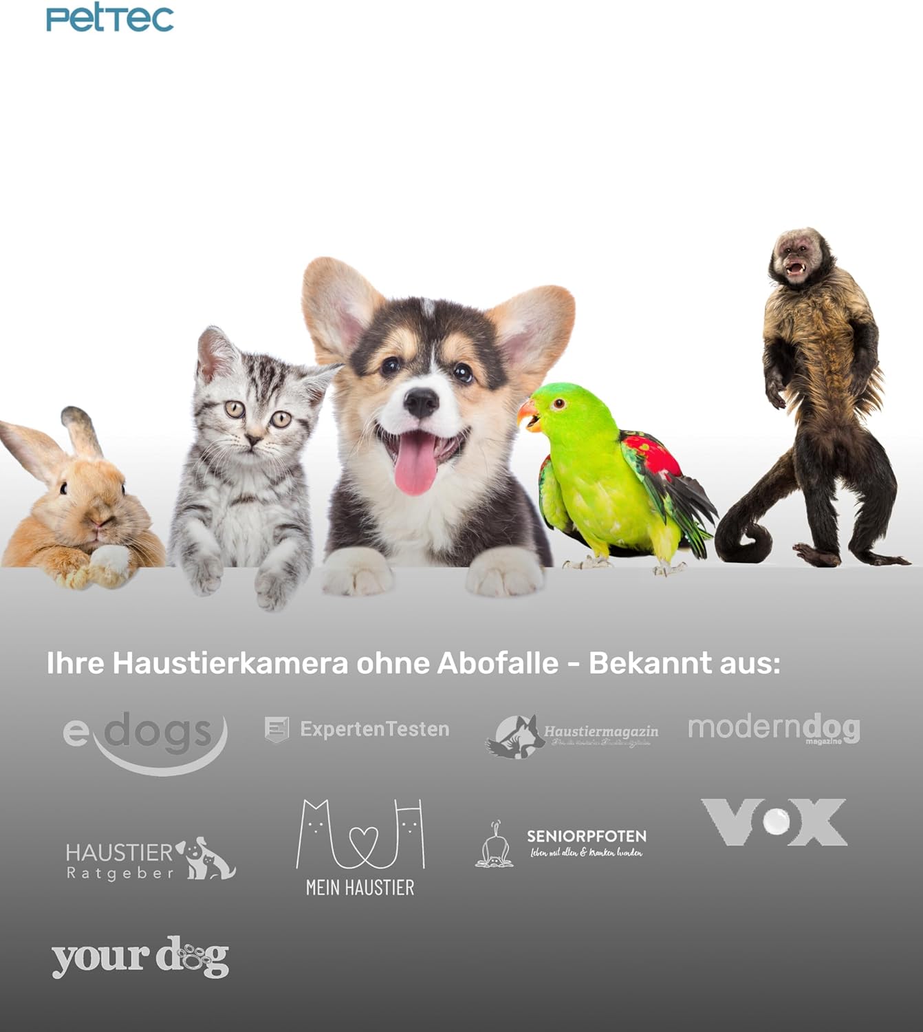 Outdoor Haustierkamera mit 2-Wege-Audio, PetCam Free Outdoor geeignet mit Akku