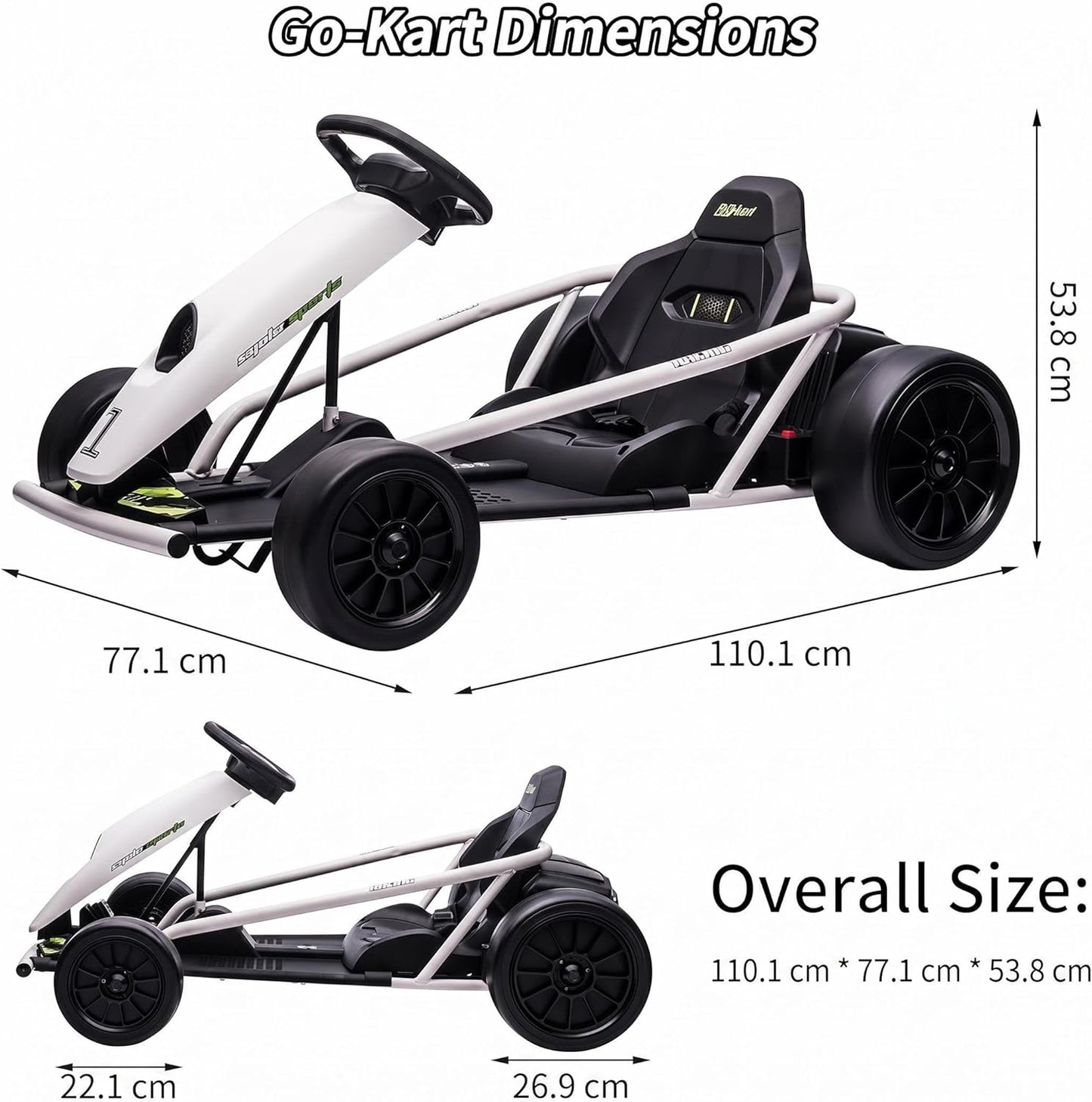 Elektrisches Drift-Kart für Kinder, Weiss