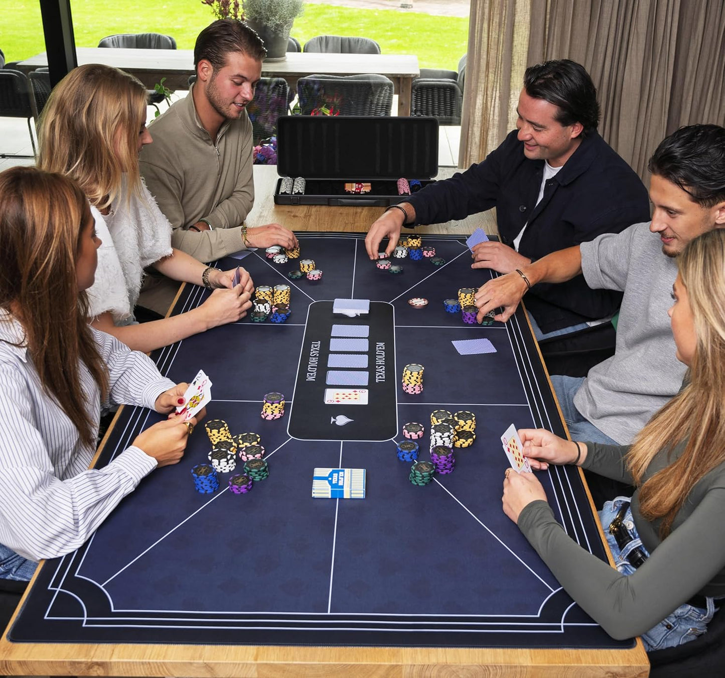 Rutschfeste Pokermatte, Blau 180x90cm