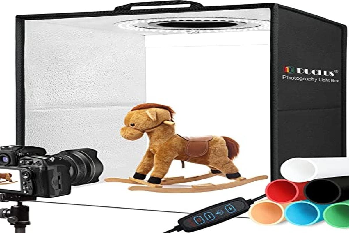Faltbare Fotobox mit dimmbaren LEDs, 30x30x30cm
