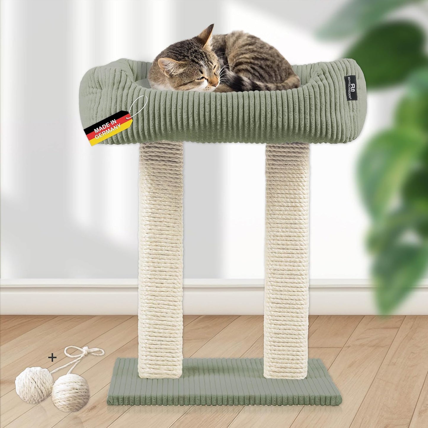 Moderner Kratzbaum Wolly, Cordstoff breit salbei
