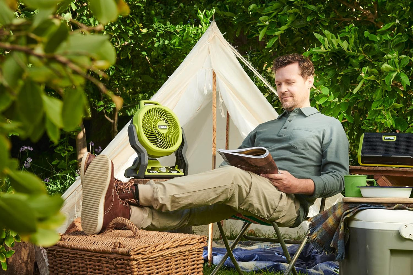 Whisper One+ Akku-Ventilator mit 3 Geschwindigkeiten, Trommel-Ø 19 cm ohne Akku + Ladegerät