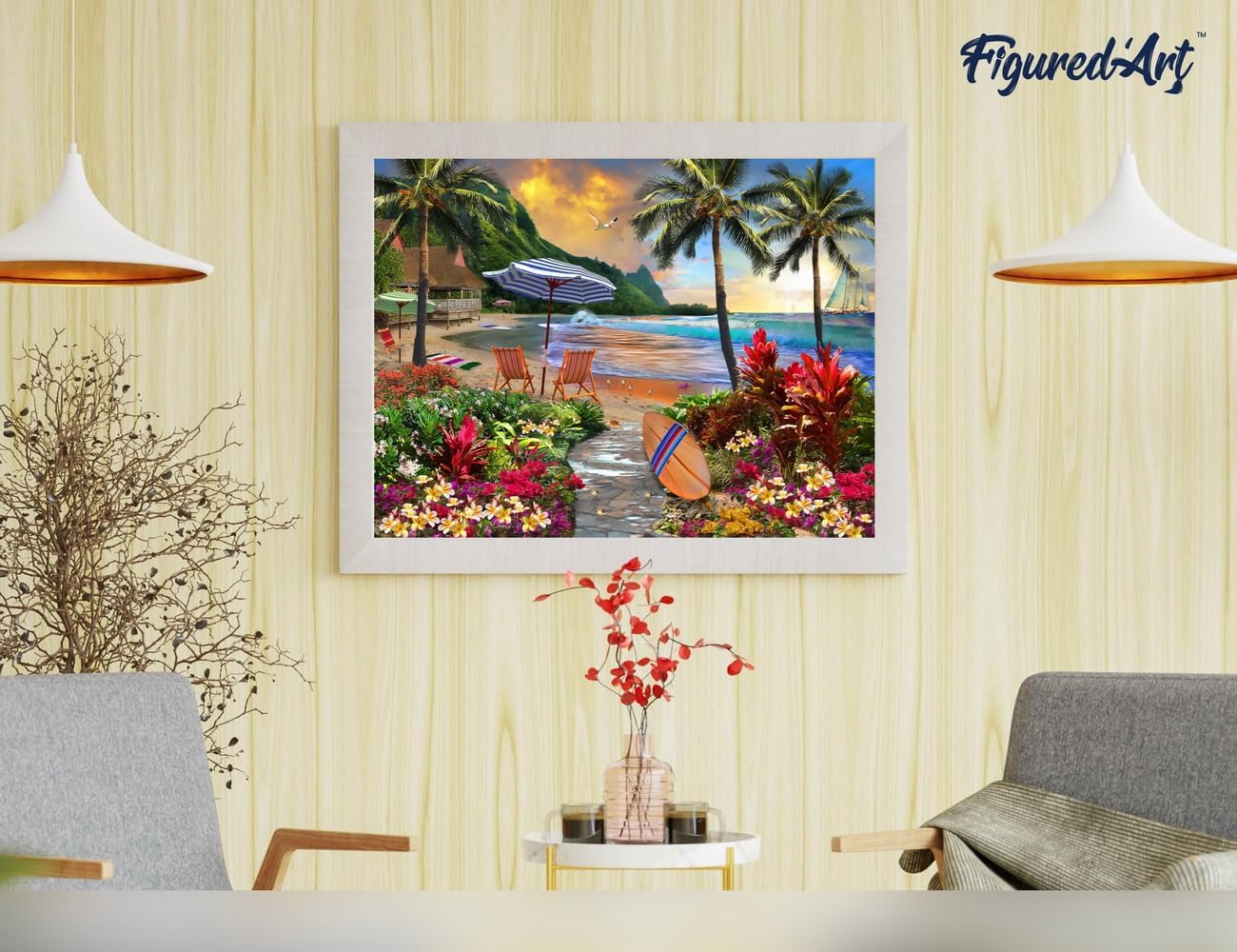 Malen nach Zahlen - Palme am Strand, Palme am Strand 40x50cm Mit Keilrahmen (nicht gespannt)