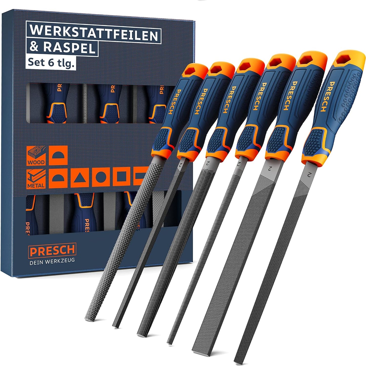 6-teiliges Feilenset mit Hiebnummer 2, Feilen + Raspel Set 6 tlg.