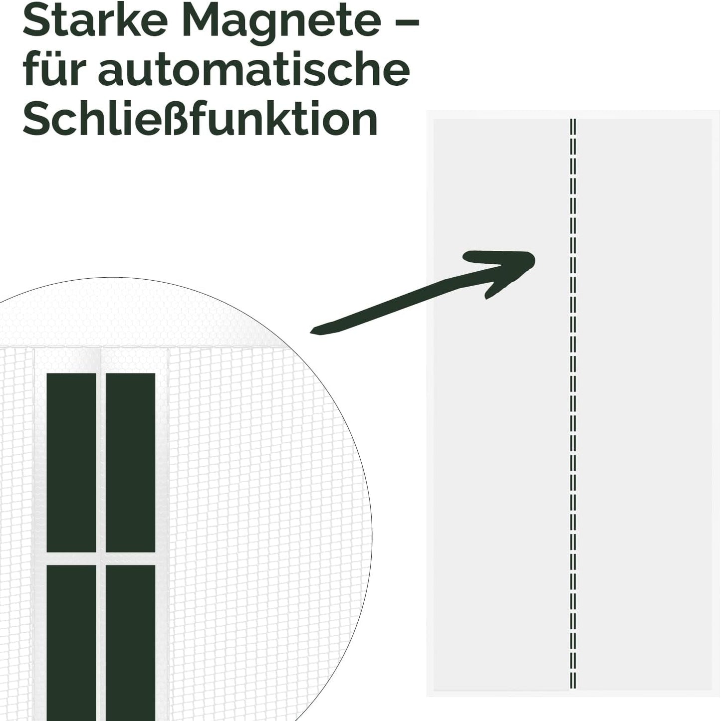 Fliegengittertür mit Magnetverschluss 90x210 cm, Weiss 90 x 210 cm