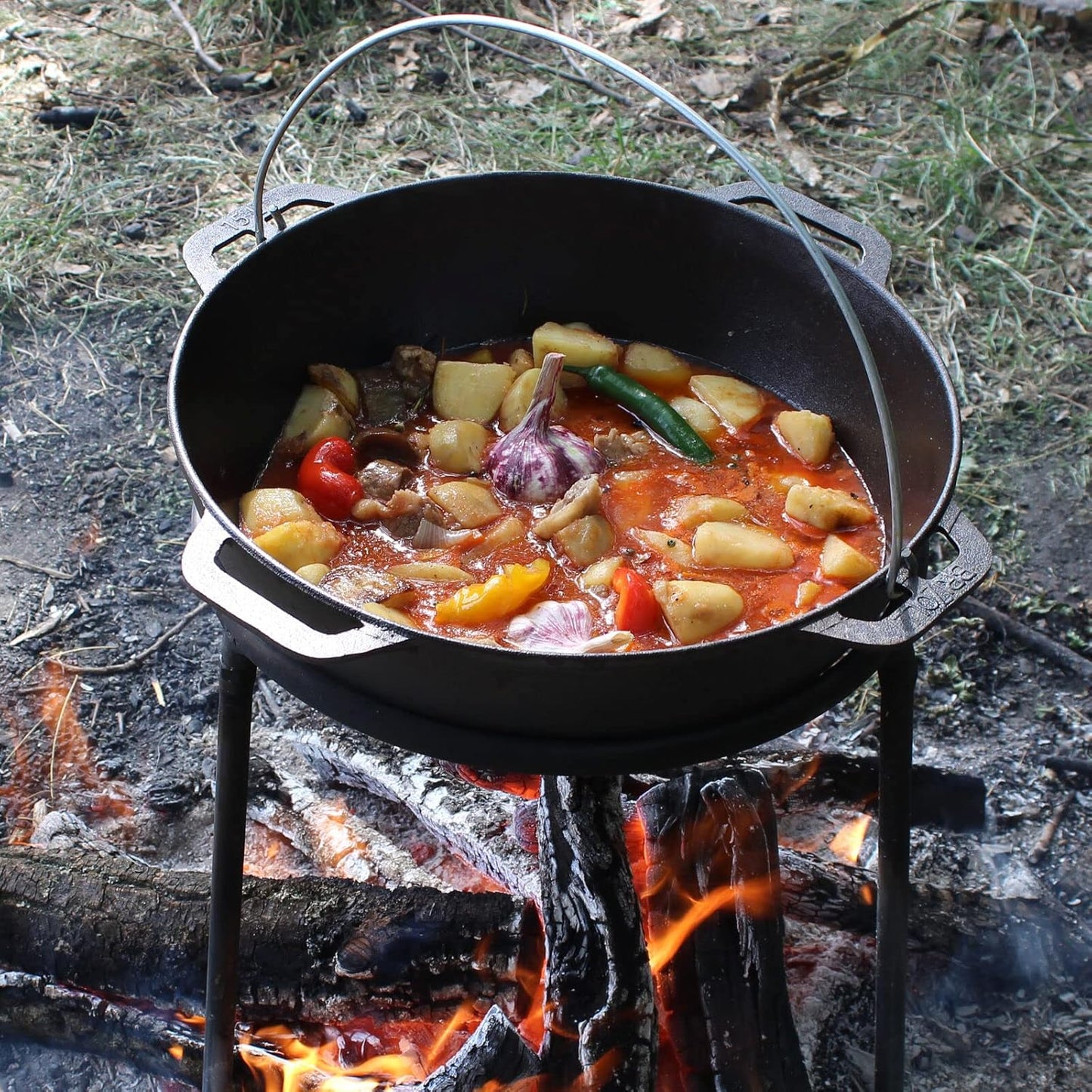 Gusseisen Camping-Kazan 12L mit Deckel, 12 L