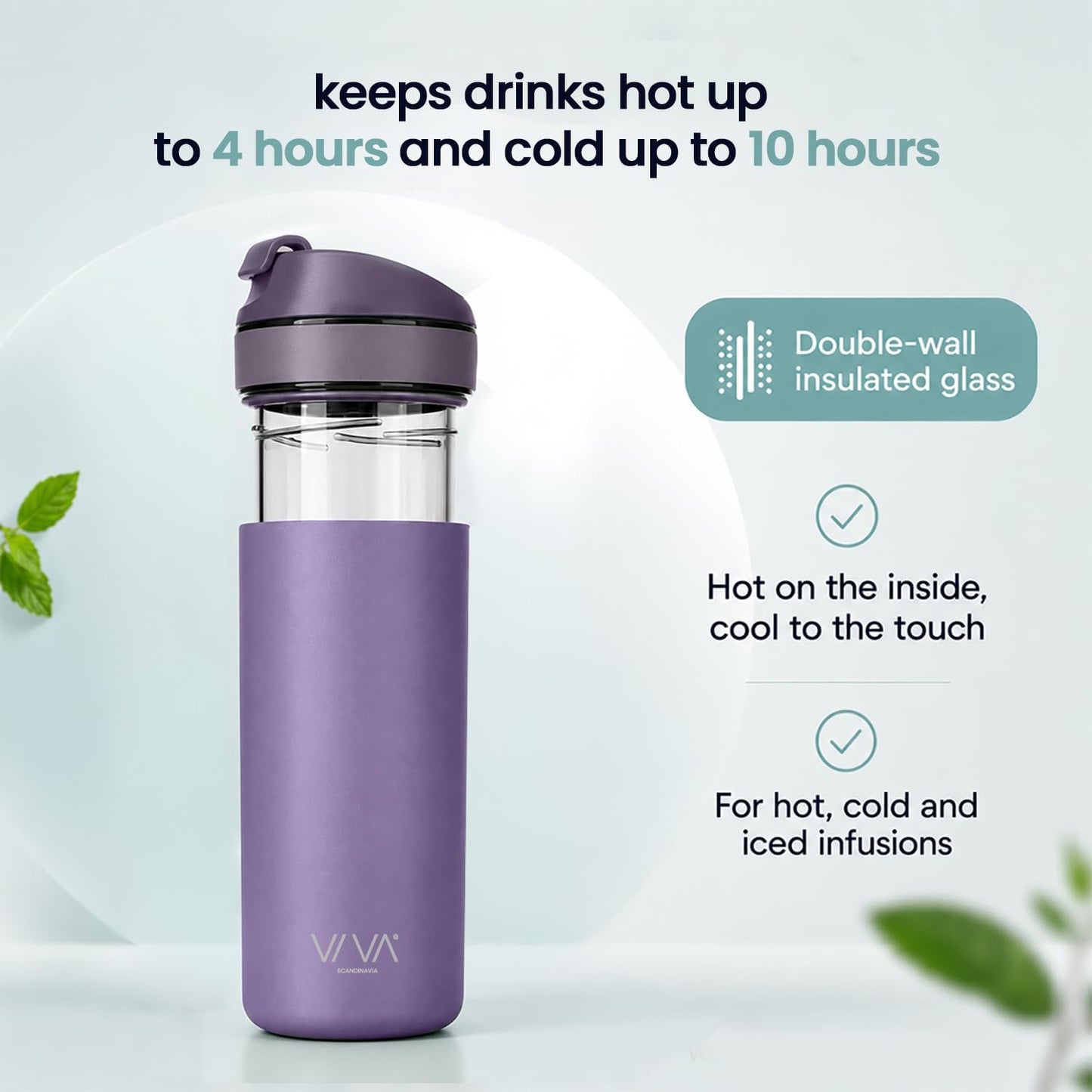 Doppelwandiger Thermobecher mit Sieb, Violet