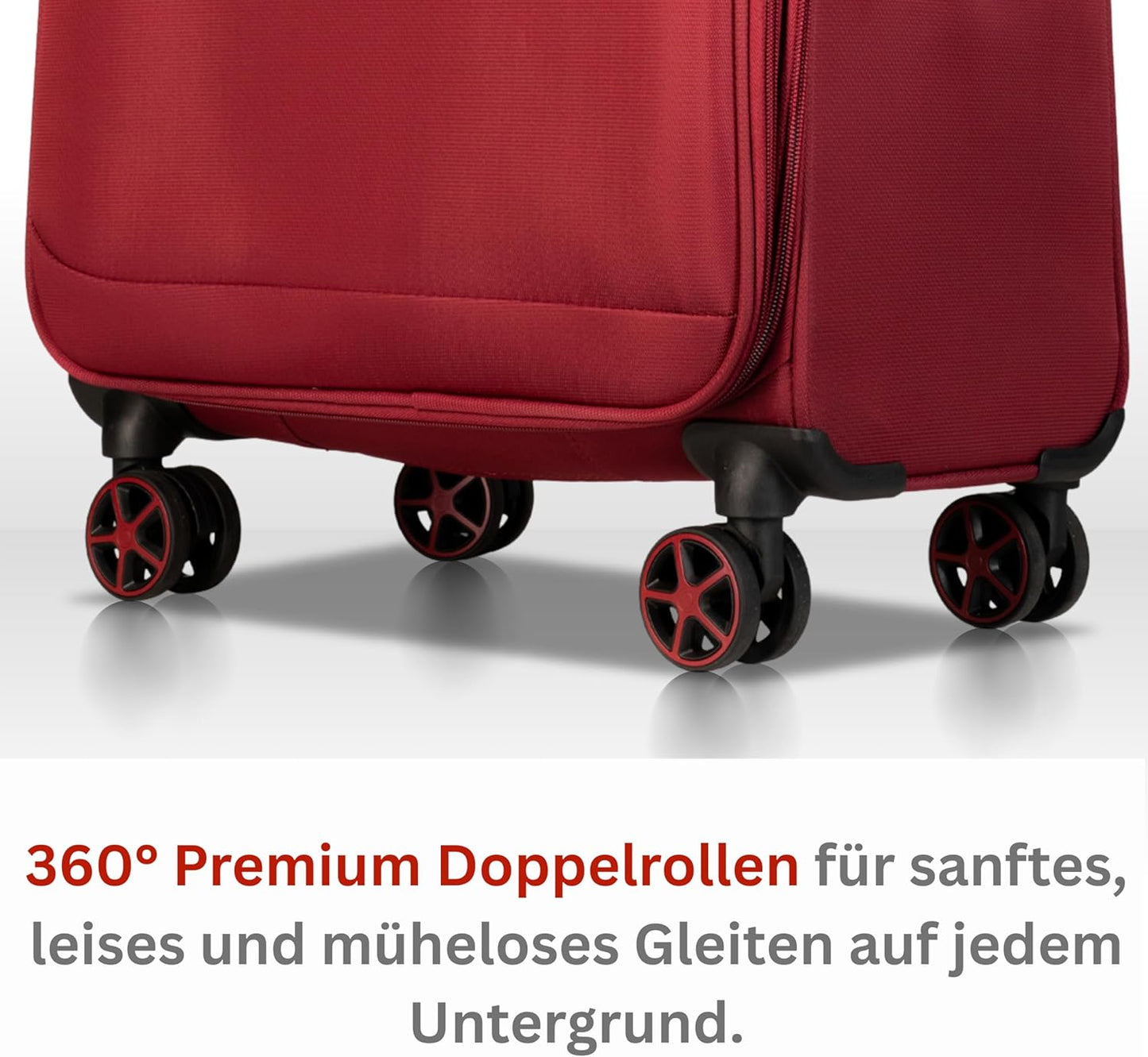 Weichschalenkoffer mit Dehnfalte und 4 Rollen, L Rot