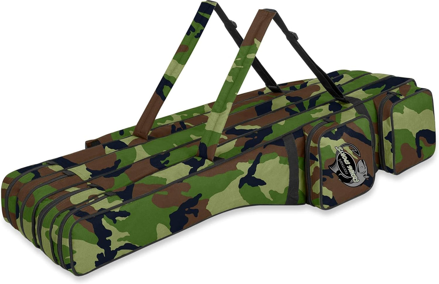 Rutentasche Angelkoffer mit 4 Fächern, 125 cm, Wood-Land 4 Innenfächer 125 cm