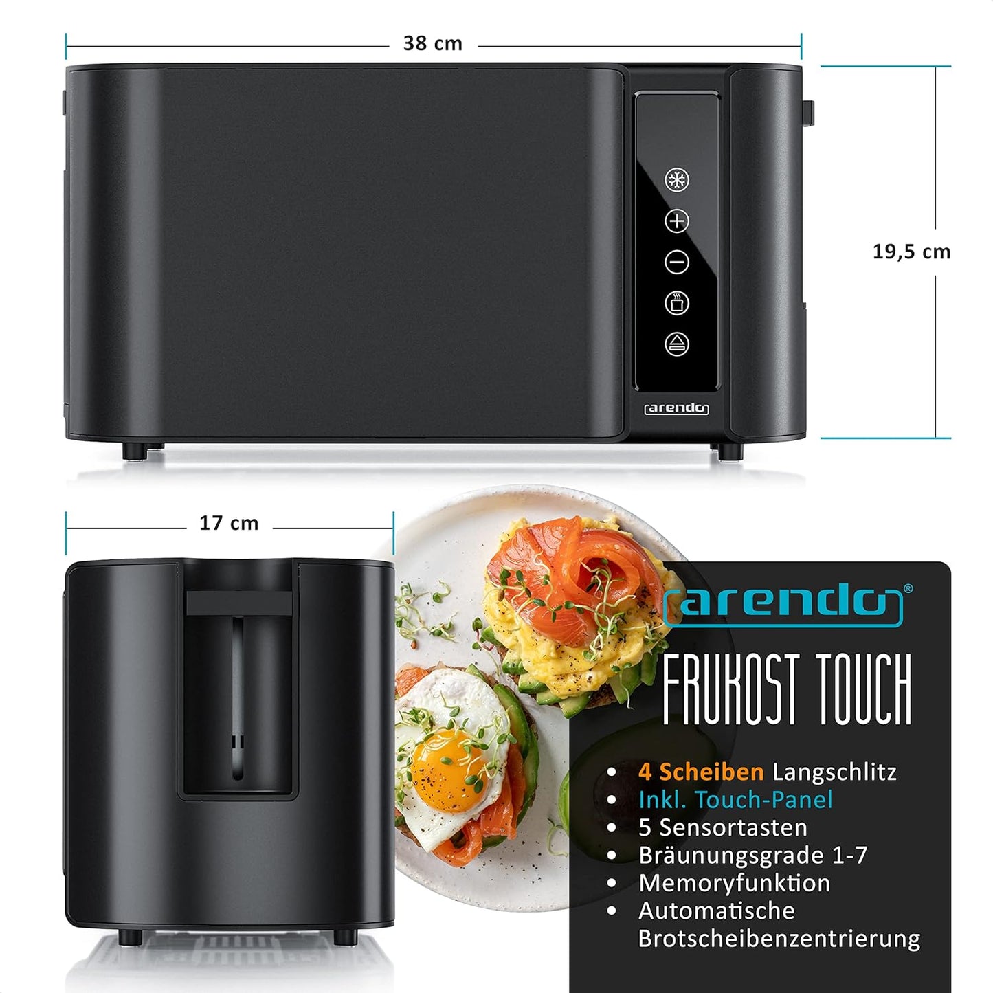 Langschlitz-Toaster mit Touchscreen, B: Nachtschwarz