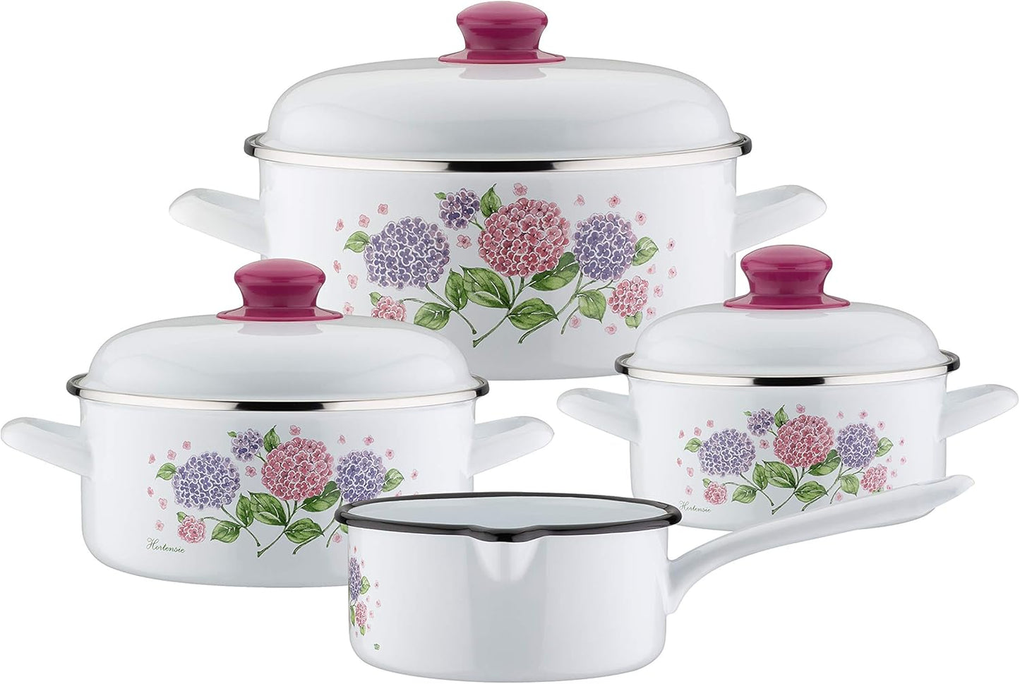 7-teiliges Kochtopf-Set Hortensie, Induktionsherdgeeignet