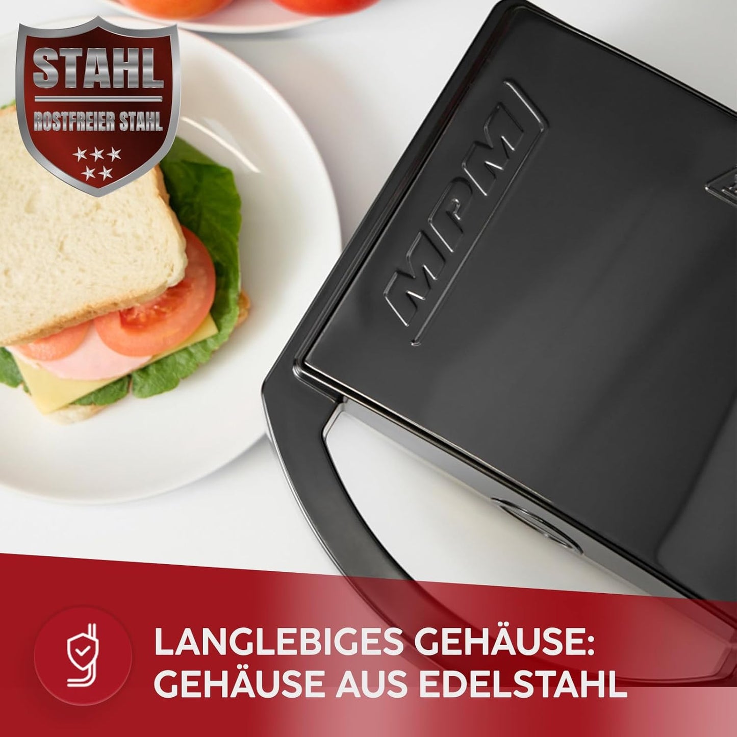Sandwichtoaster MOP-50M mit Antihaftbeschichtung, Schwarz