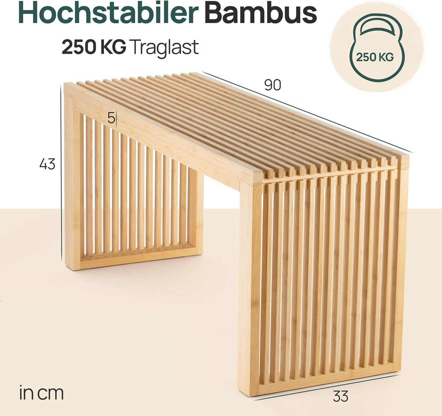 Sitzbank für Flur & Esszimmer, Bambus Lang ohne Schuhablage
