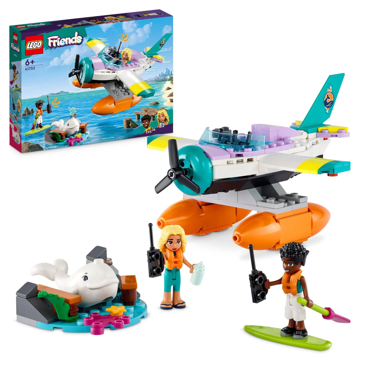 Seerettungsflugzeug mit Wal-Figur und Mini-Puppen, Single