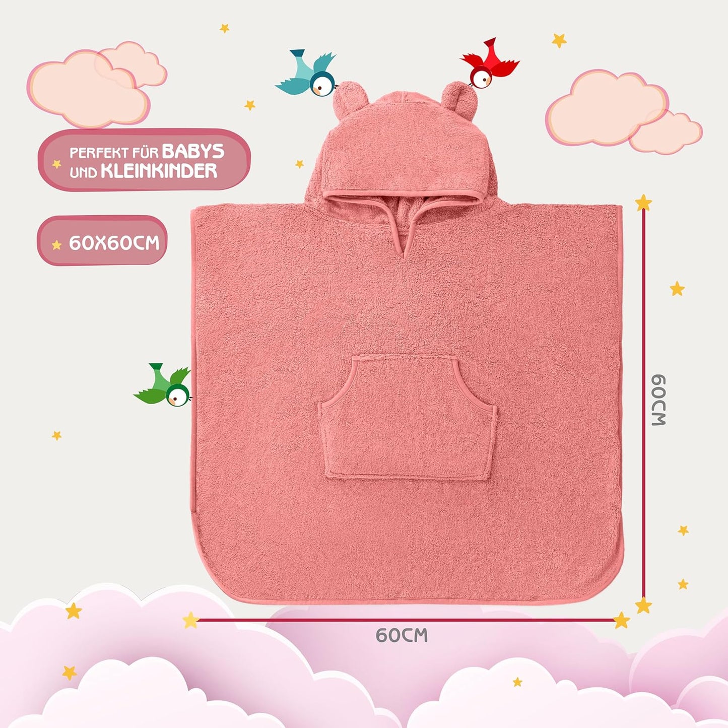 Badeponcho für Kinder, Pfingstrose