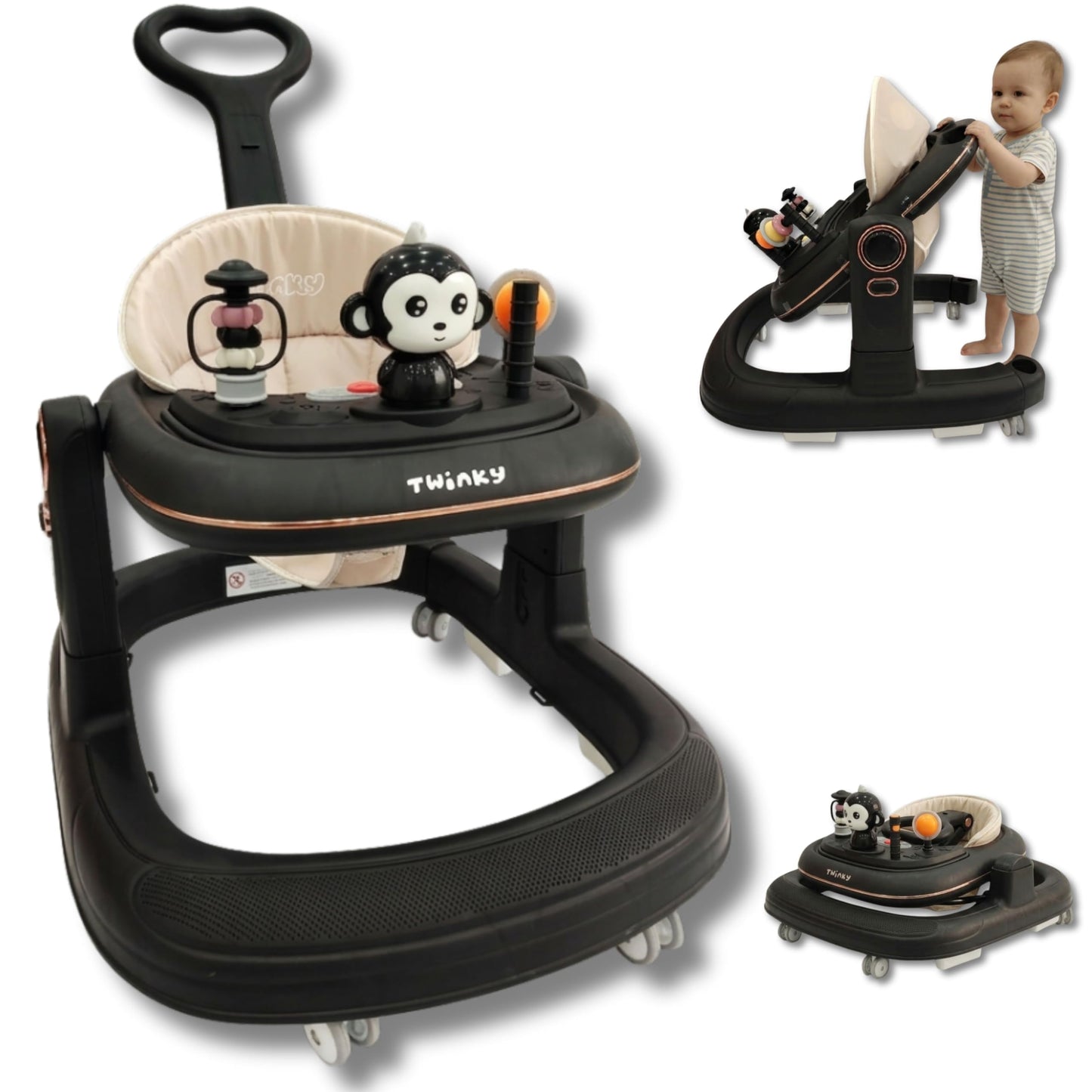 Lauflernhilfe mit Spielset und Bodenmatte, black and gold