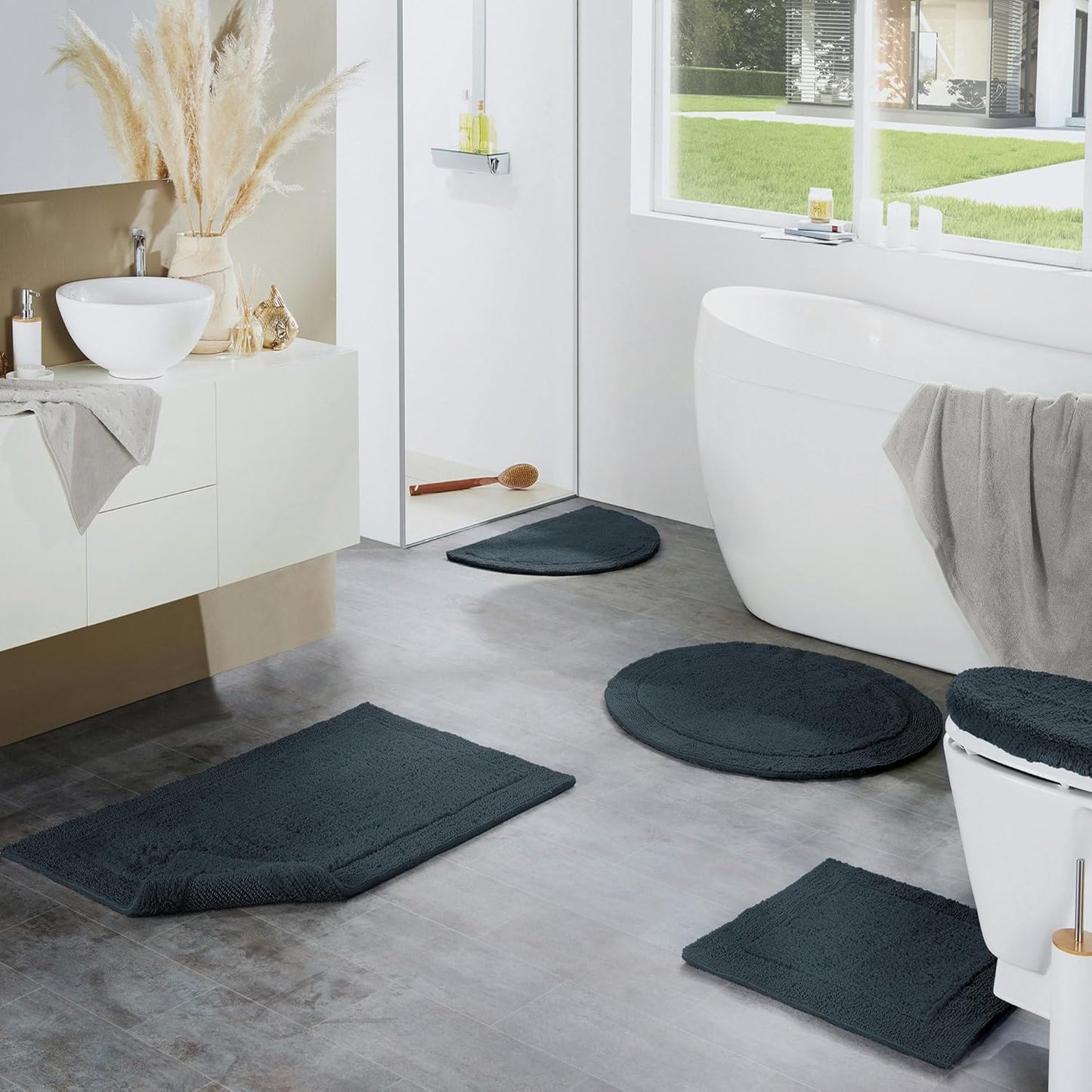 Badematte Stuttgart, 80x150 cm, Anthrazit Badteppich - 80x150 cm