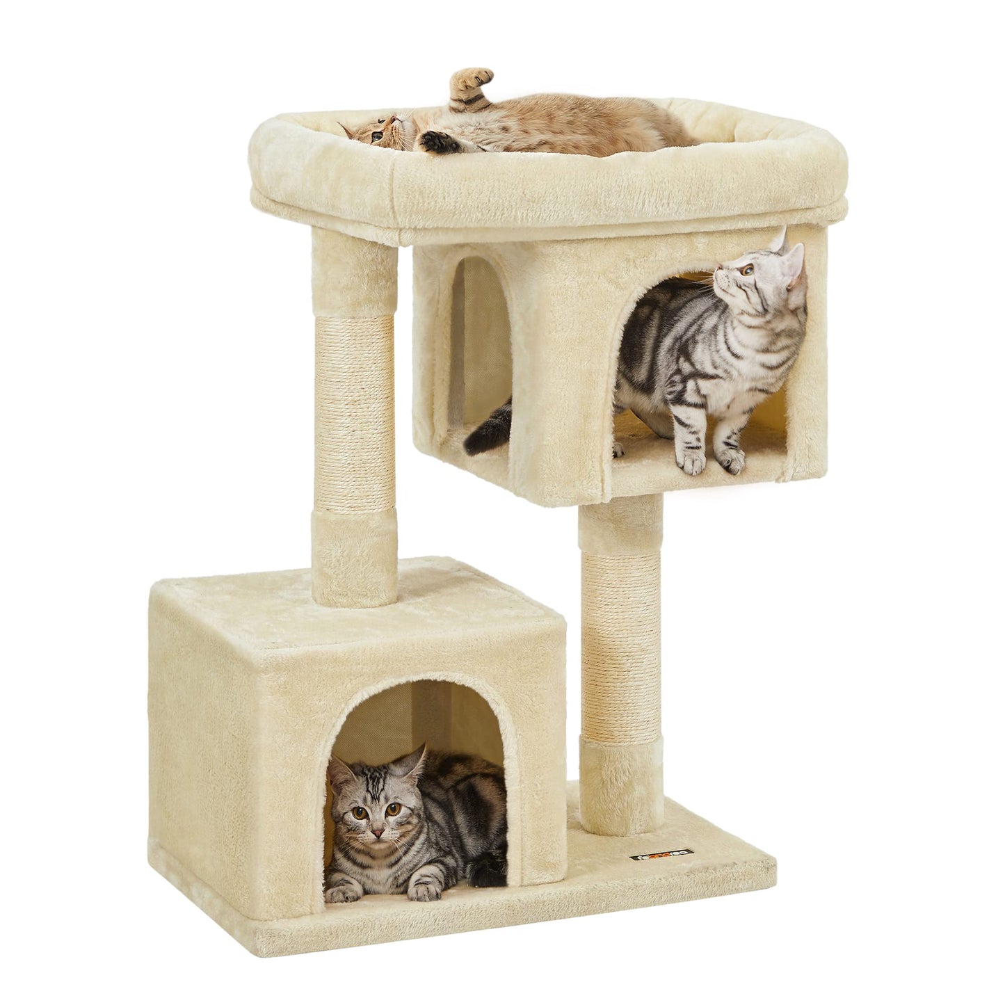 Kratzbaum PCT61M mit Katzenhaus und Plattform, L (60 x 40 x 84 cm) Beige