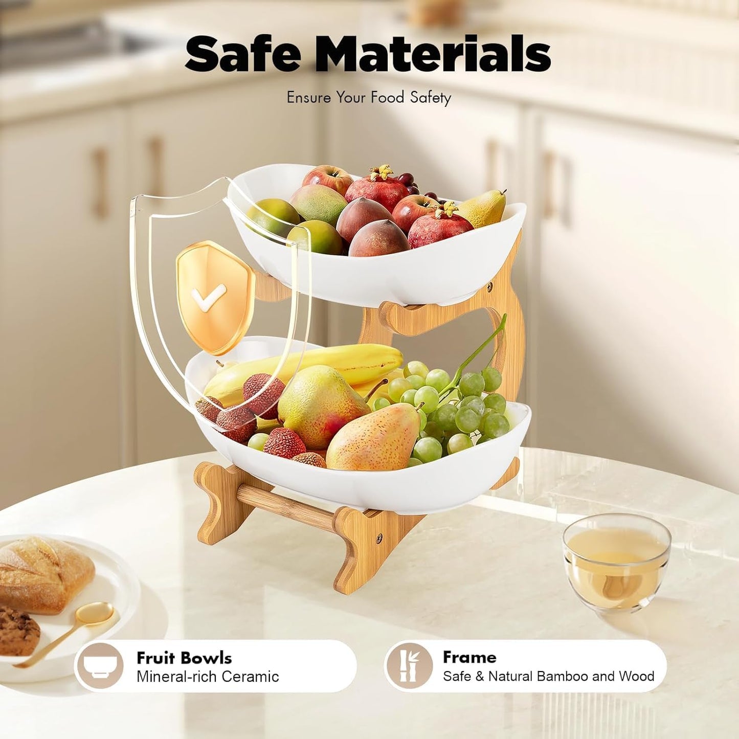Obst-Etagere mit 2 Ebenen, Weiss-2schale