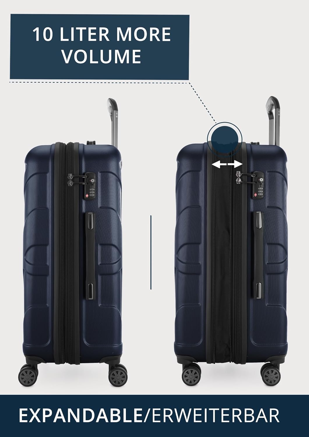 2er Trolley Koffer-Set, Dunkelblau 2er Set XS+M