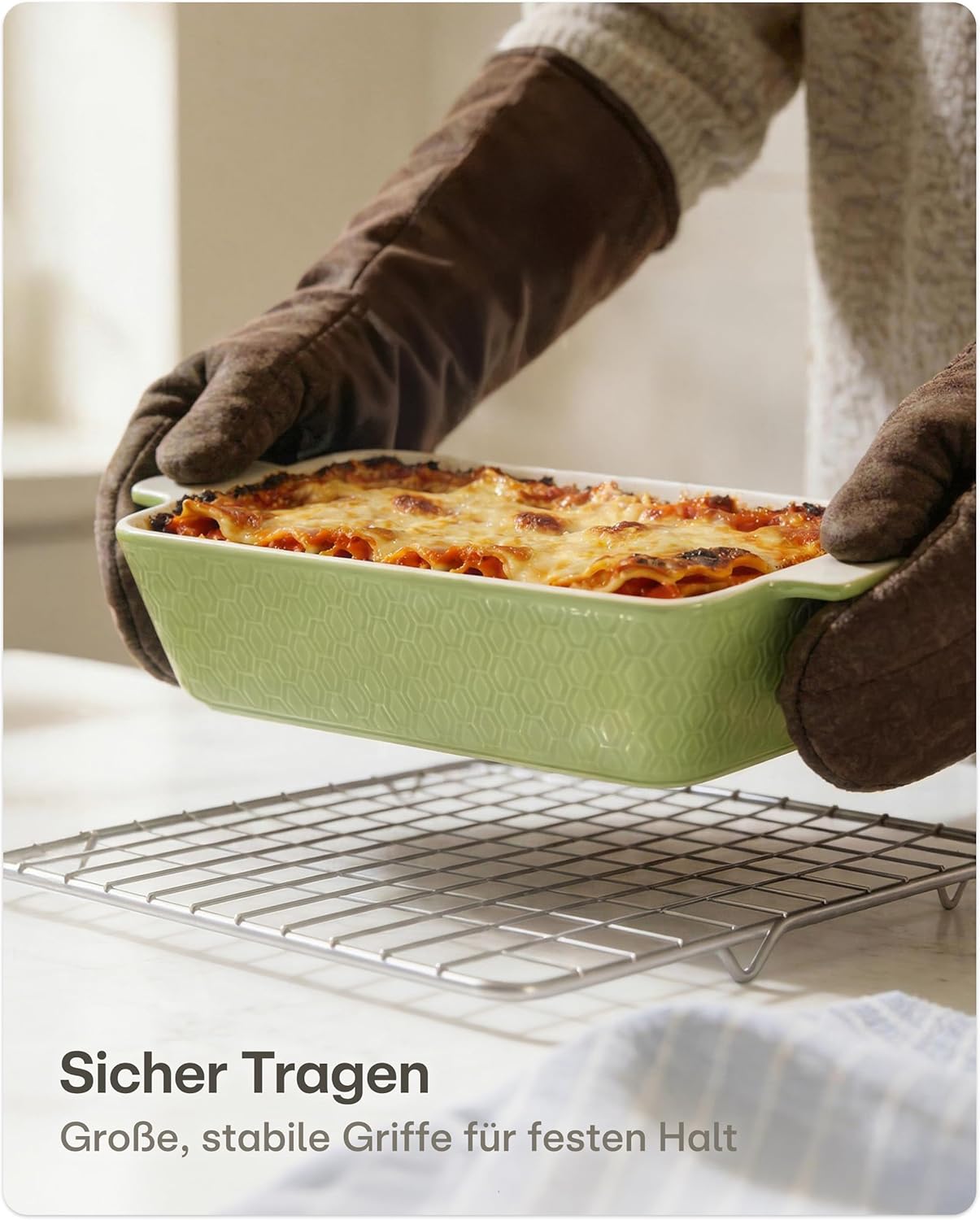 Auflaufform mit extra hohem Rand, Grün