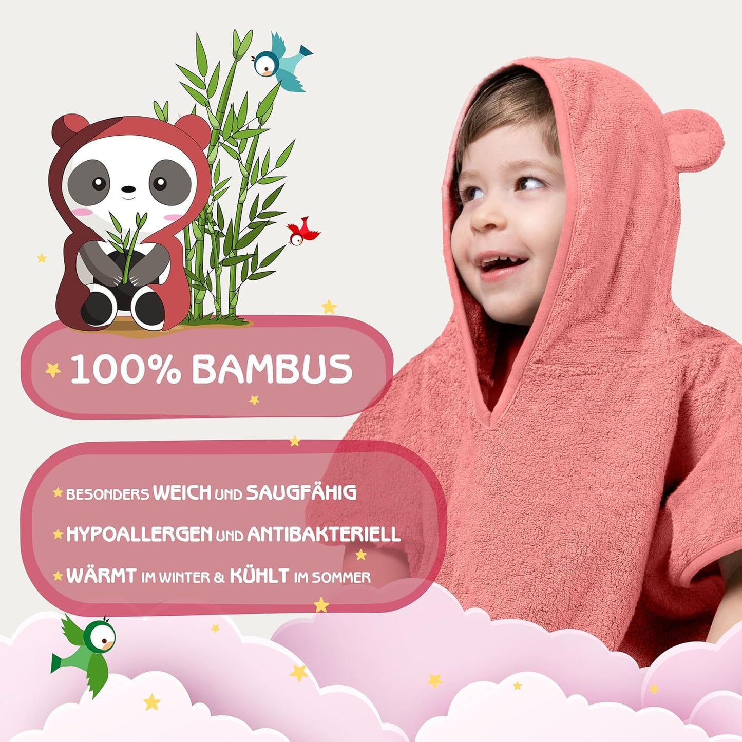 Badeponcho für Kinder, Pfingstrose