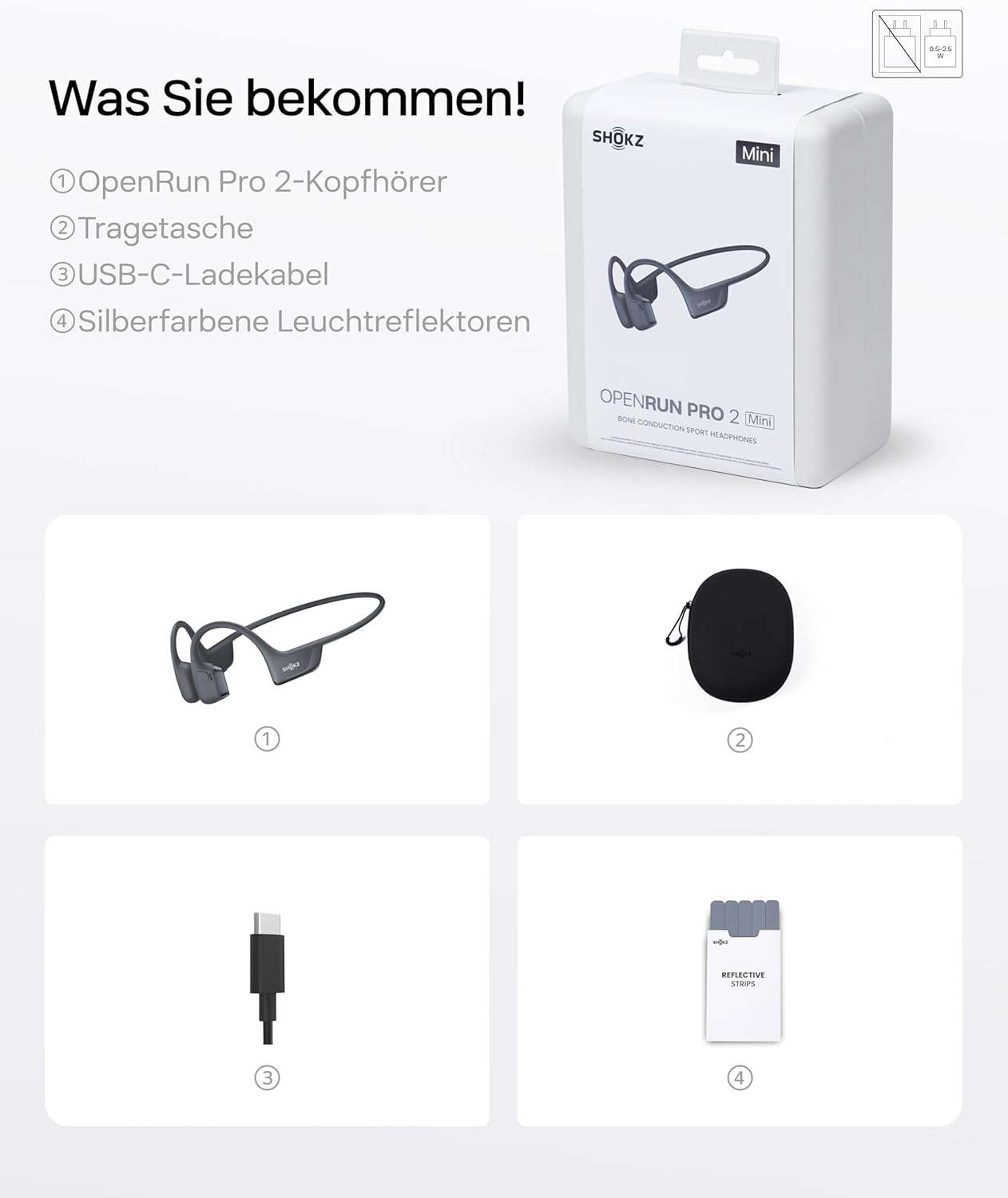 Open-Ear Sportkopfhörer mit Knochenschall-Technologie, Mini-Größe Schwarz