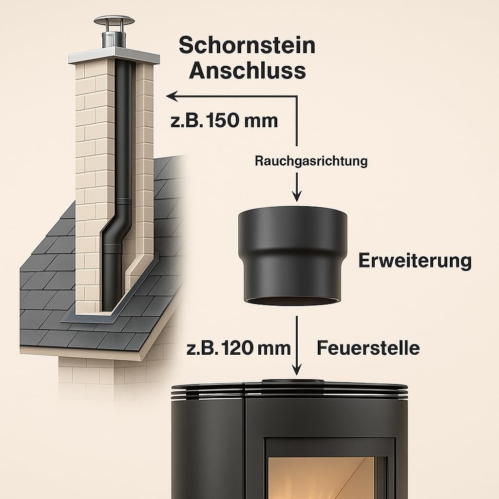 Ofenrohr Reduzierung 200/180 mm Senotherm, 200/180 Reduzierung