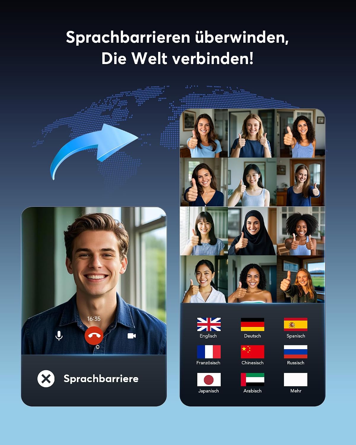 KI Übersetzer Kopfhörer, Schwarz