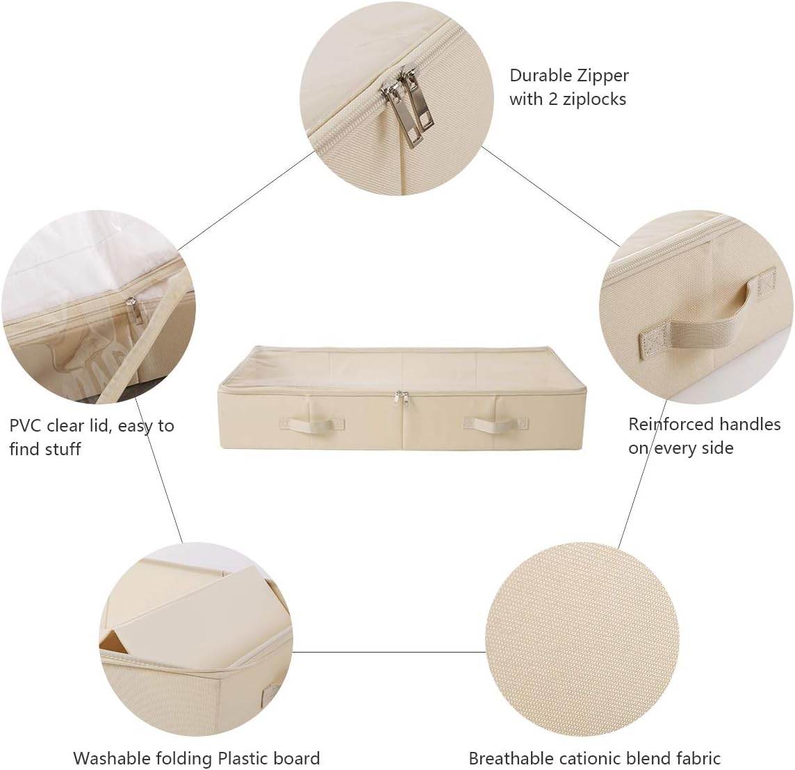 Unterbett-Aufbewahrungsbox mit Deckel, 85*43*15cm Beige
