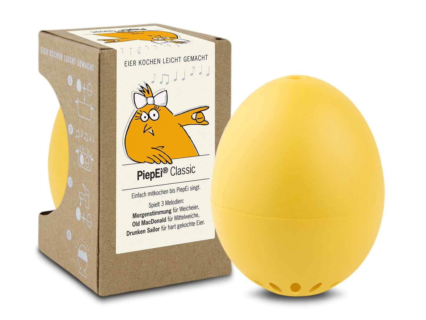 Singende Eieruhr zum Mitkochen, 5,1 x 4,5 cm Gelb