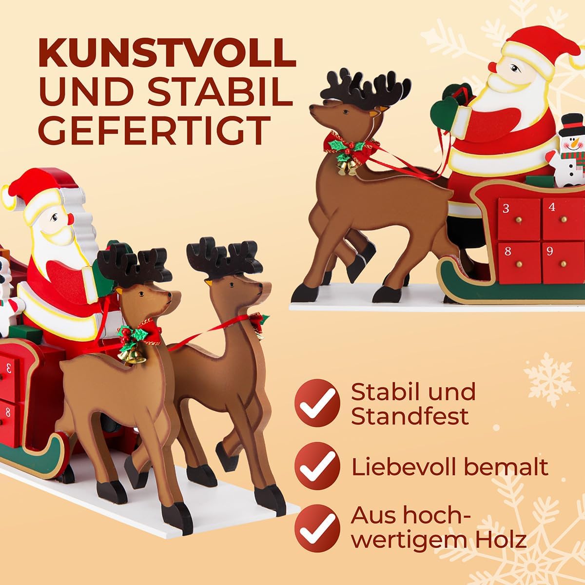 Schlitten, Weihnachtsmann mit Landschaft