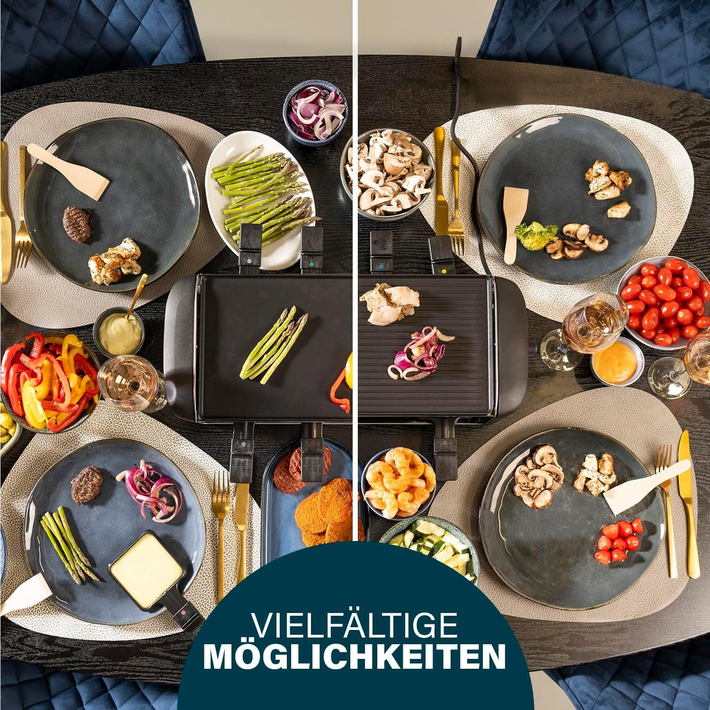 Raclette- und Teppanyaki Grill für 8 Personen, 8 personnes Raclette Grill Plancha