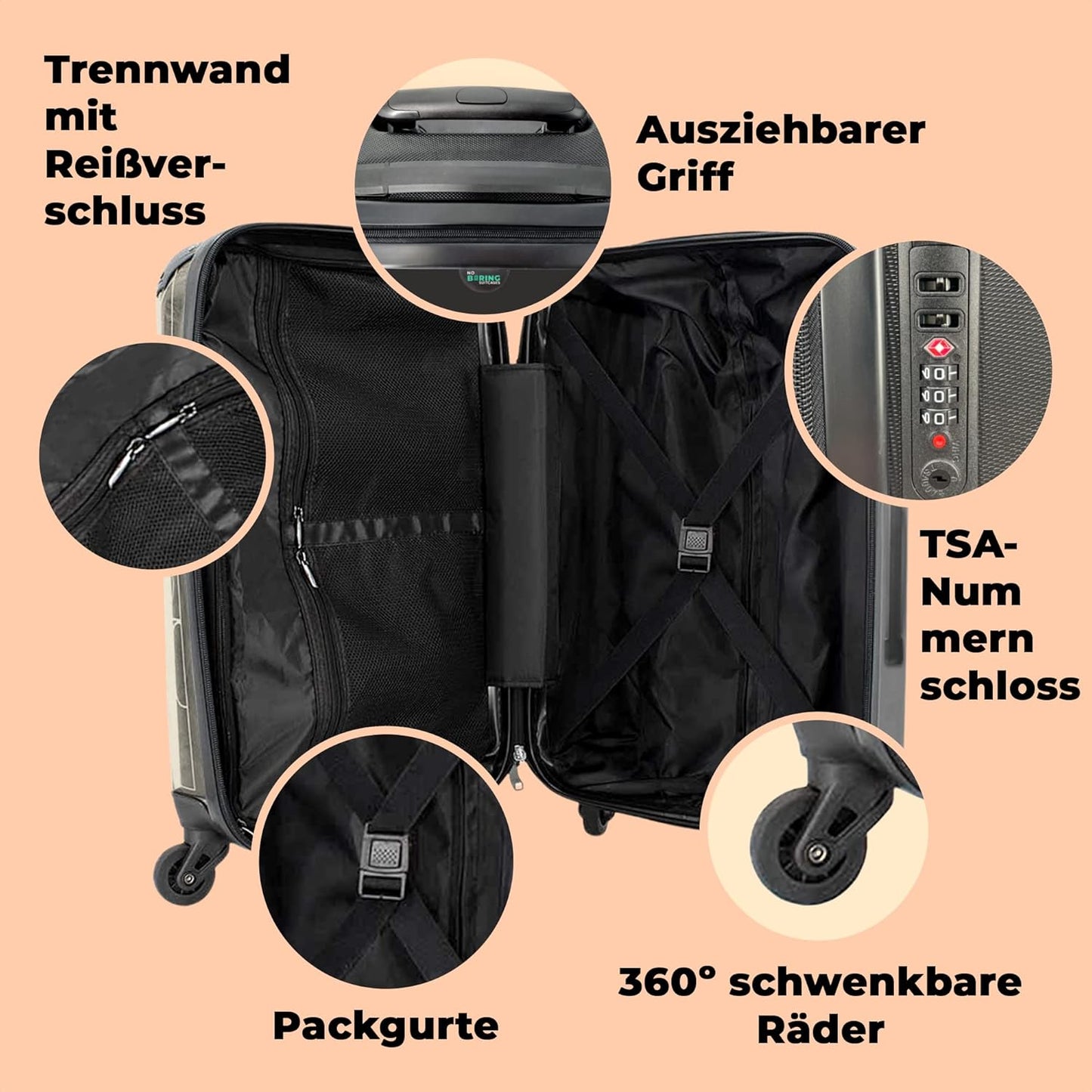 Grosser Reisekoffer mit 4 Rollen (90 Liter)