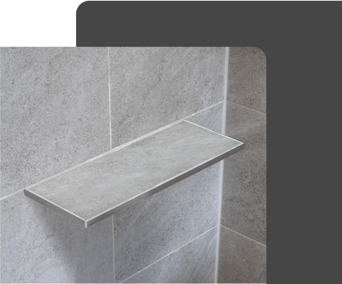Duschablage Ecke aus Edelstahl zum Einfliesen, 400mm x 150mm Silber