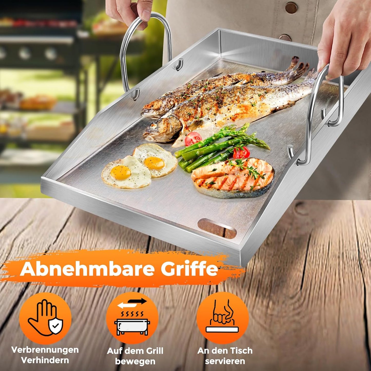 Grillplatte mit Grillspatel-Set, Vier Kanten