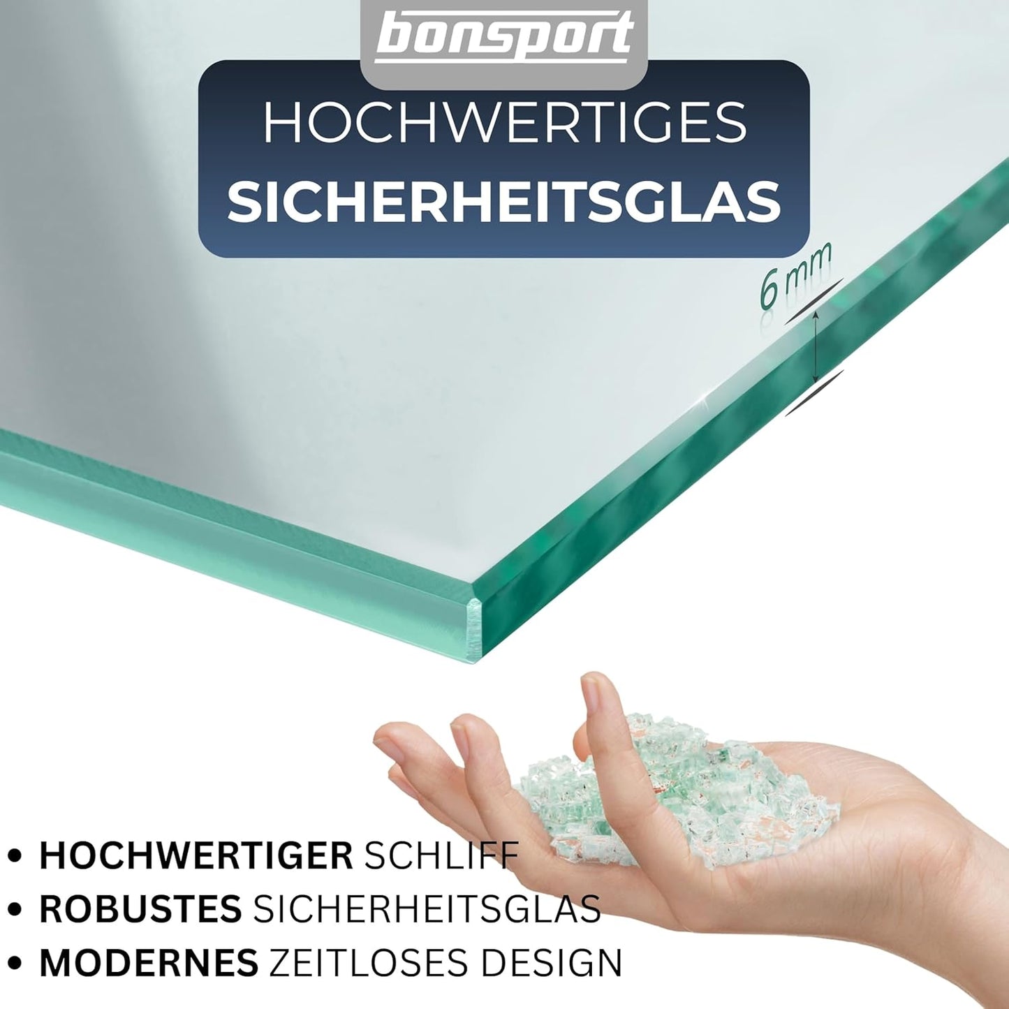 Glasregal Wandregal aus Sicherheitsglas 50cm, 50 x 10,16 x 0,6 cm Klarglas