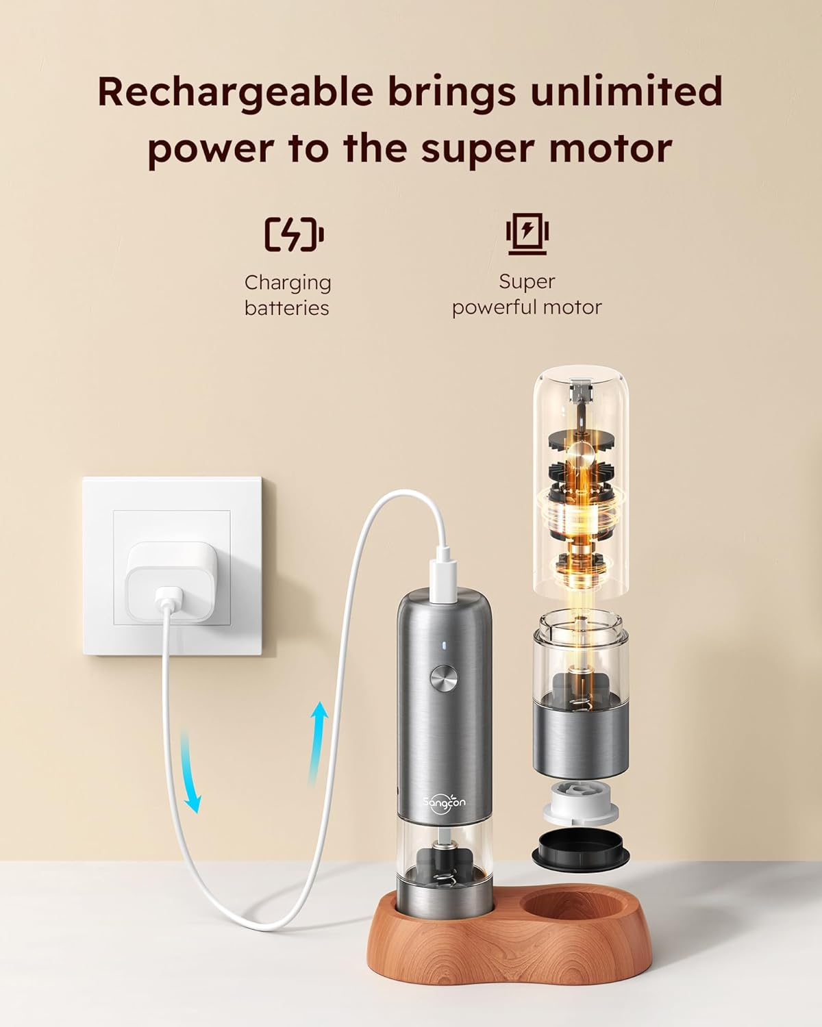 Elektrisches Salz-Pfeffermühlen-Set mit USB-Aufladung