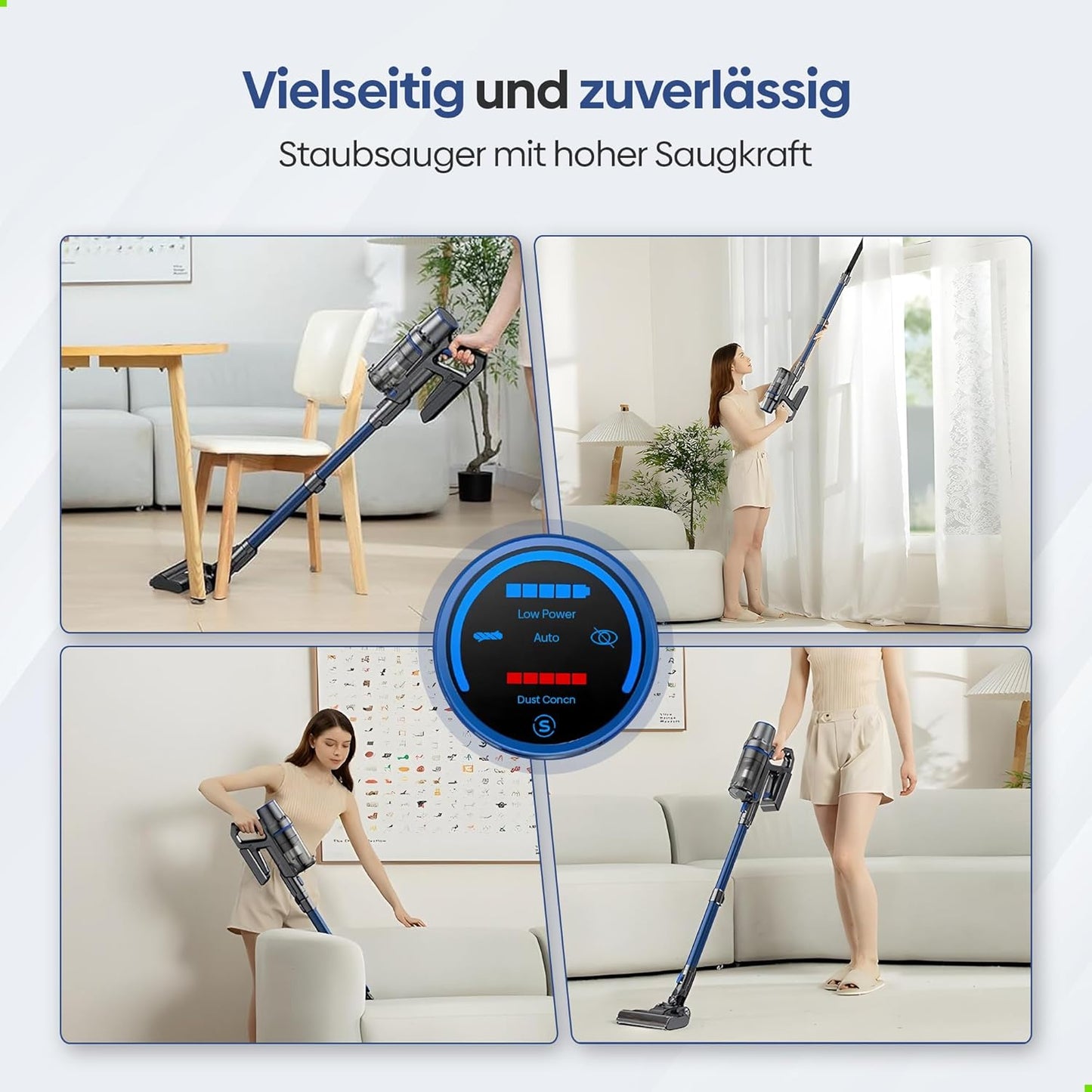 Turbo-A10 Akkustaubsauger mit 35Kpa Saugleistung, Dark Blue
