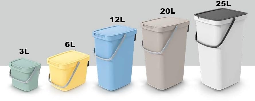 Systema Q Collect Mülleimer mit Griff und Klappdeckel, 25L Hellbraun