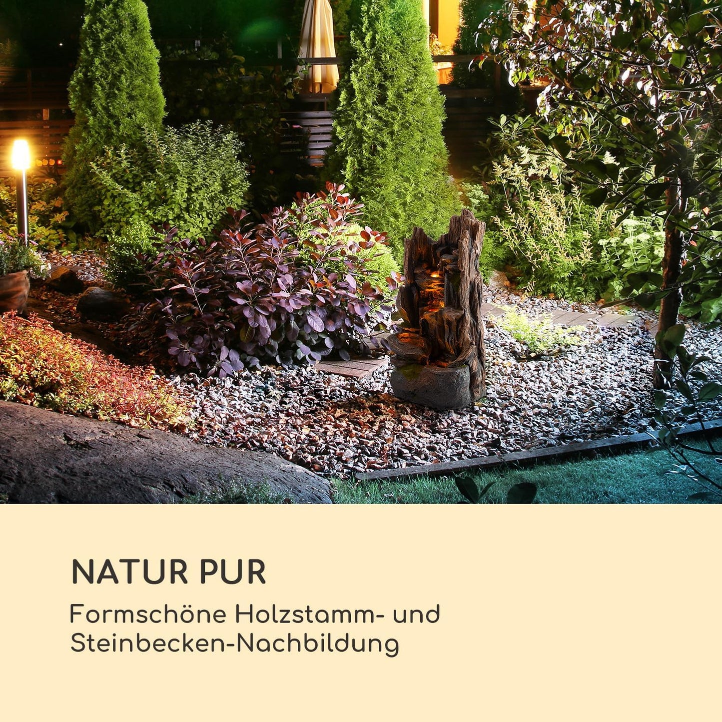 Solarbrunnen mit LED-Beleuchtung, Dunkelbraunschwarz