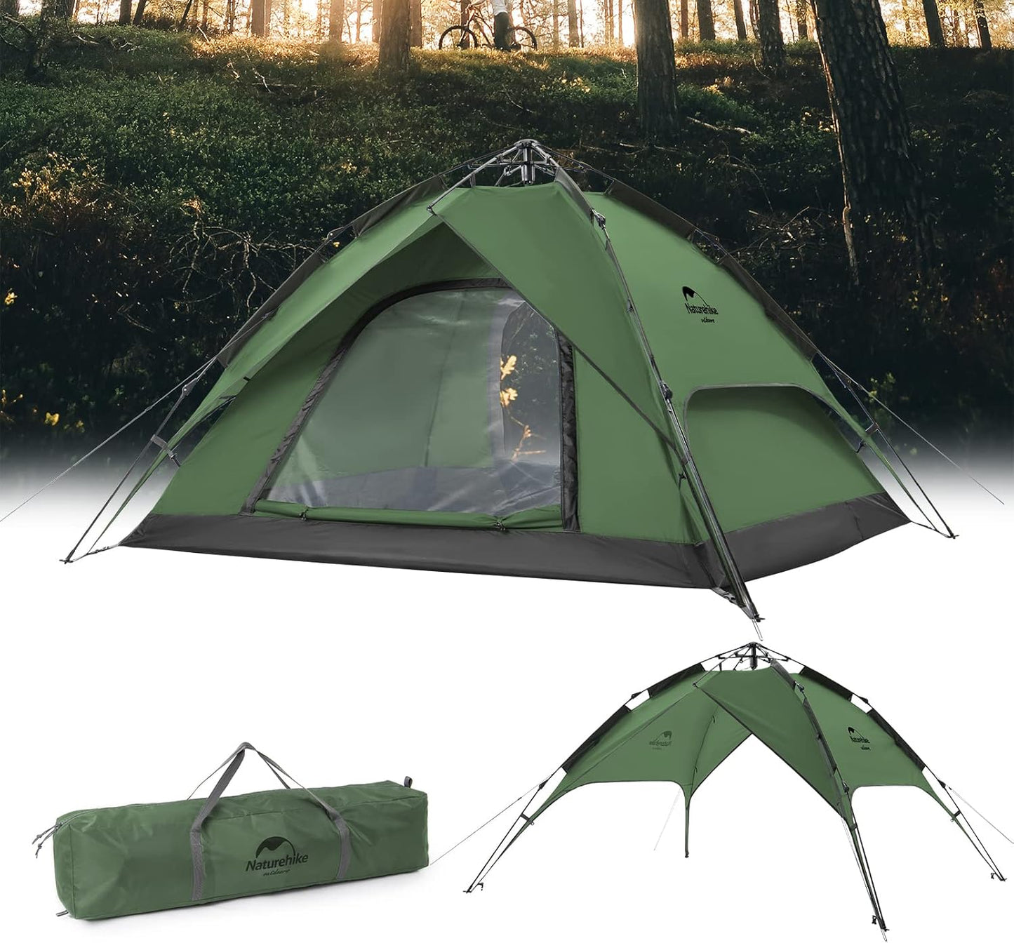 Pop-Up Zelt für 3-4 Personen, Waldgrün - 4P