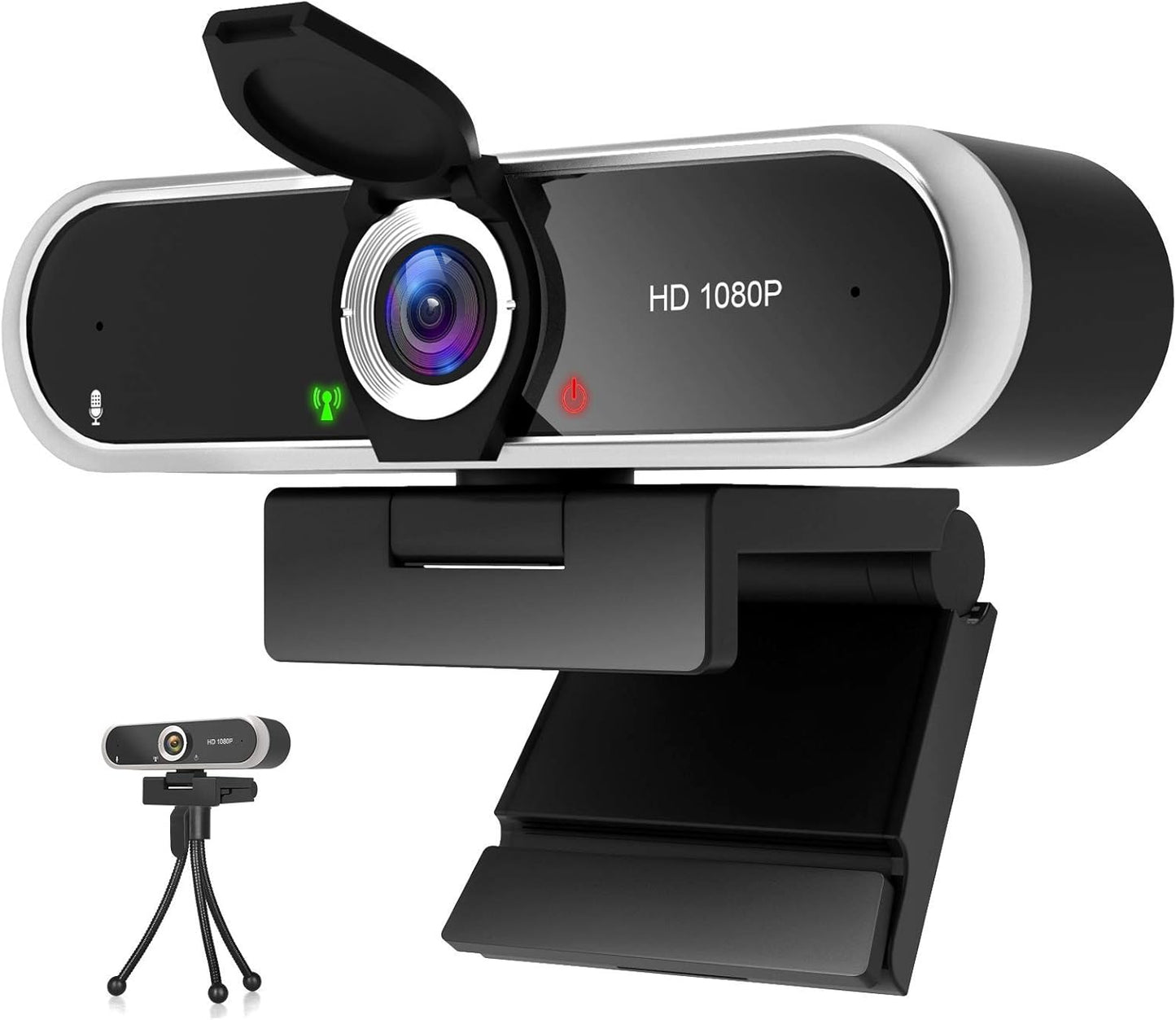 Webcam 1080P mit Mikrofon und Abdeckung, 1080P WEBCAM