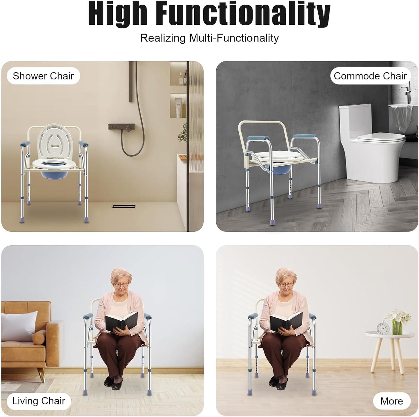 Faltbarer Duschstuhl mit Toilettensitz