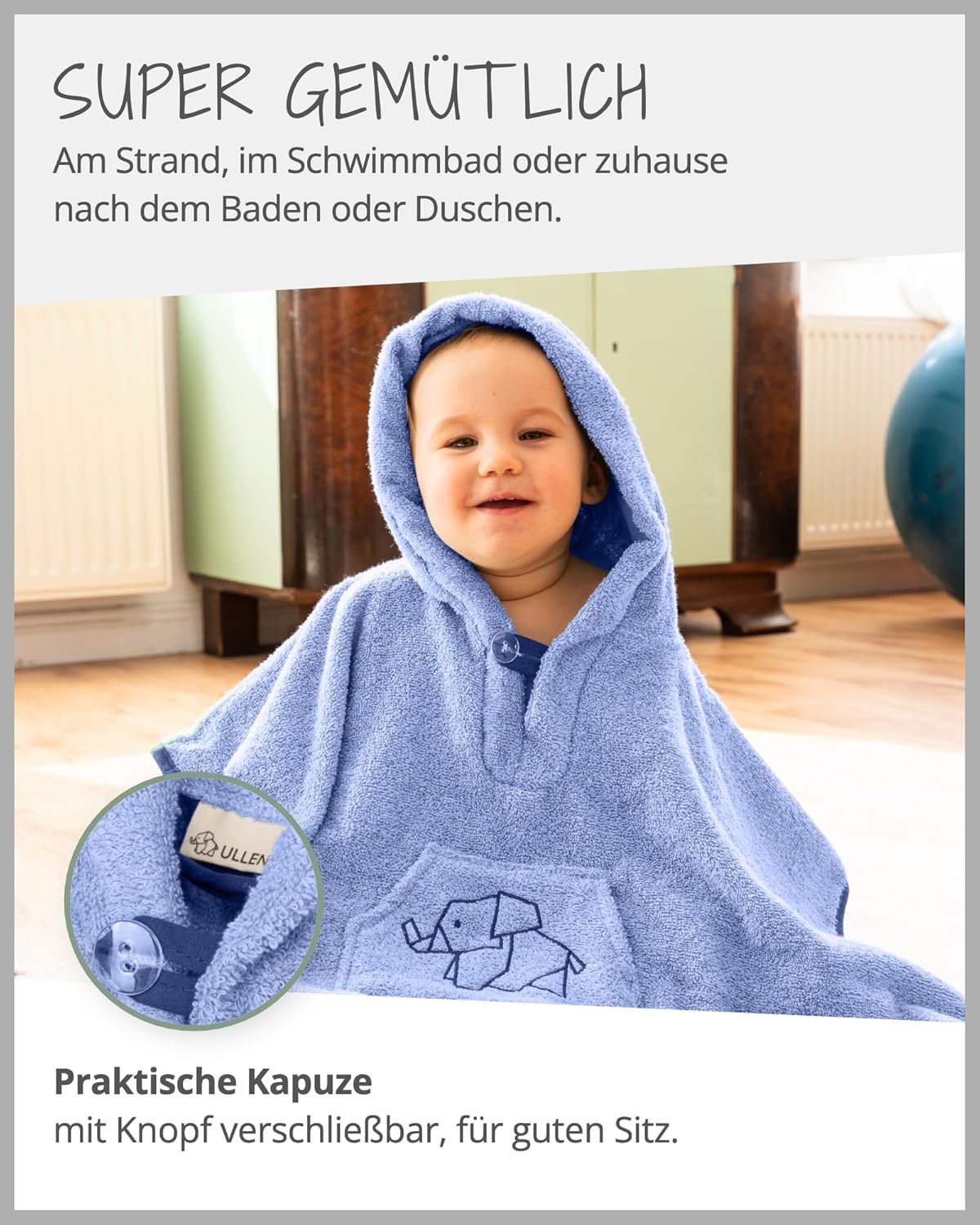 Badeponcho aus Frottee, Blau Badeponcho
