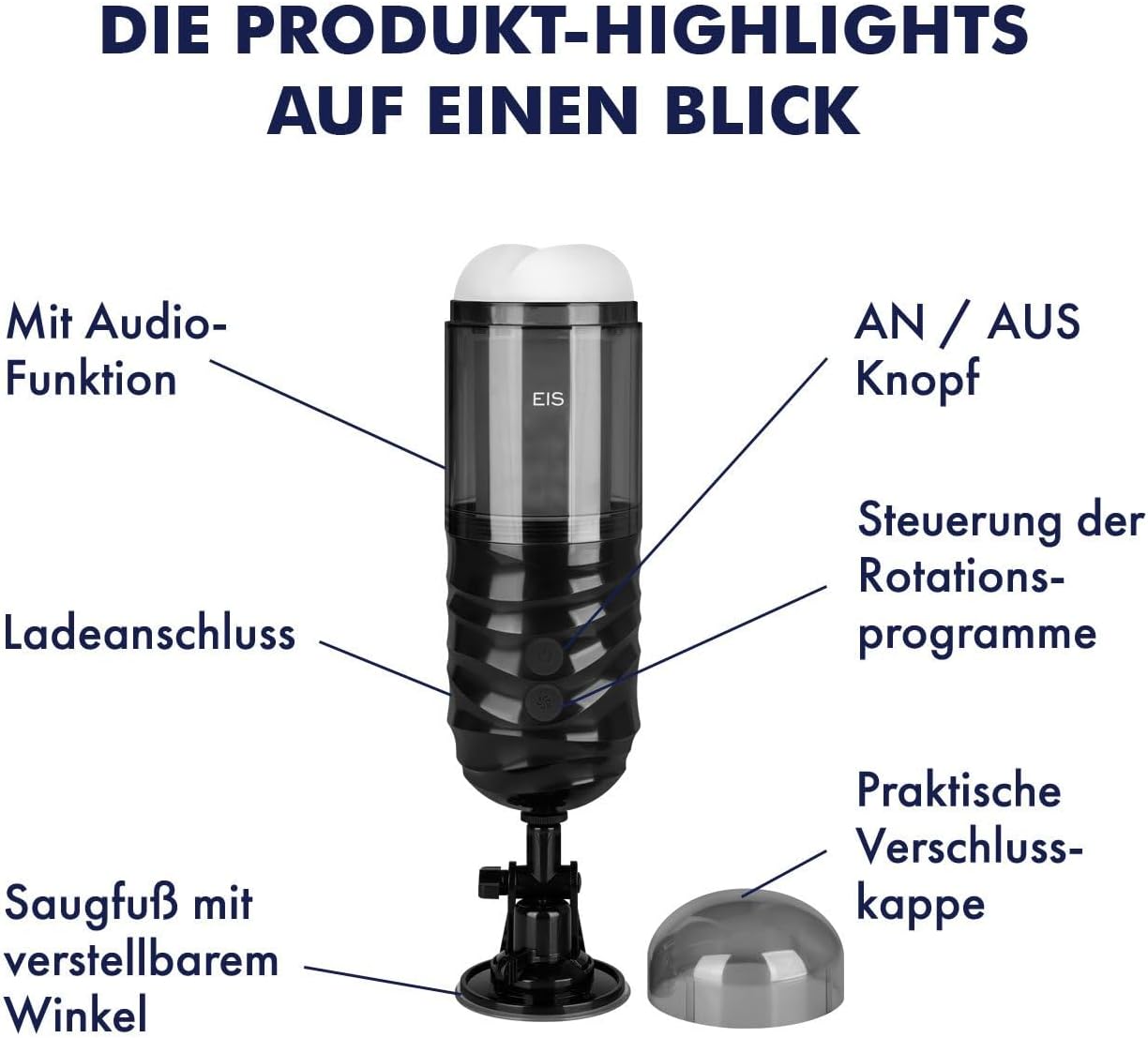 Masturbator mit Audiofunktion & Saugfuss, 7 Programme