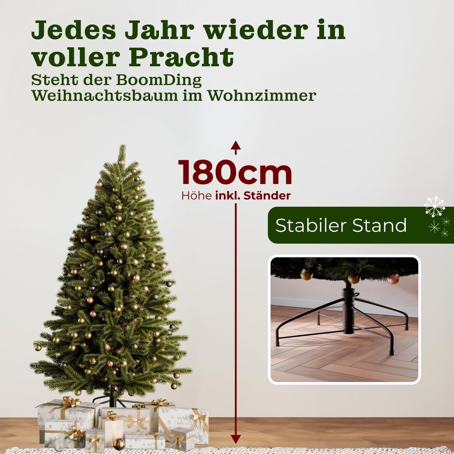 Naturgetreuer Tannenbaum mit Beleuchtung, 180 cm