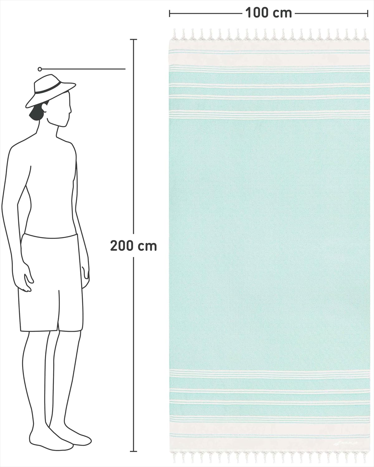 Hamamtuch, 16 Aqua - Diamond 100x200cm